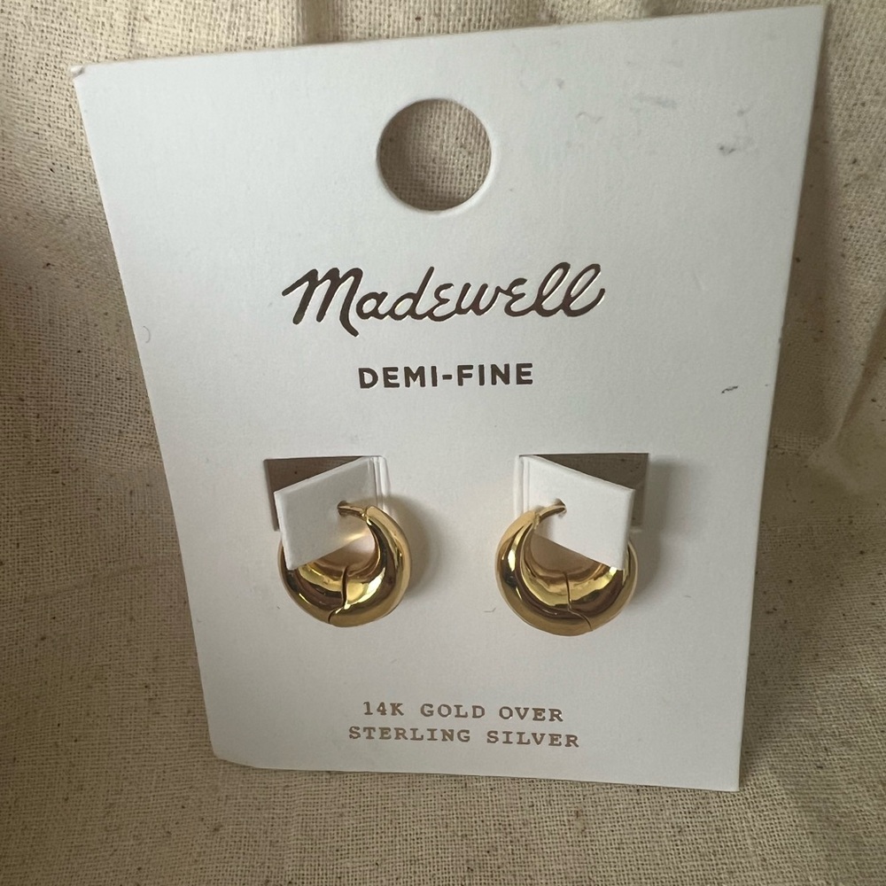 Madewell 14K Gold Demi-Fine Puffy Hoop Earrings